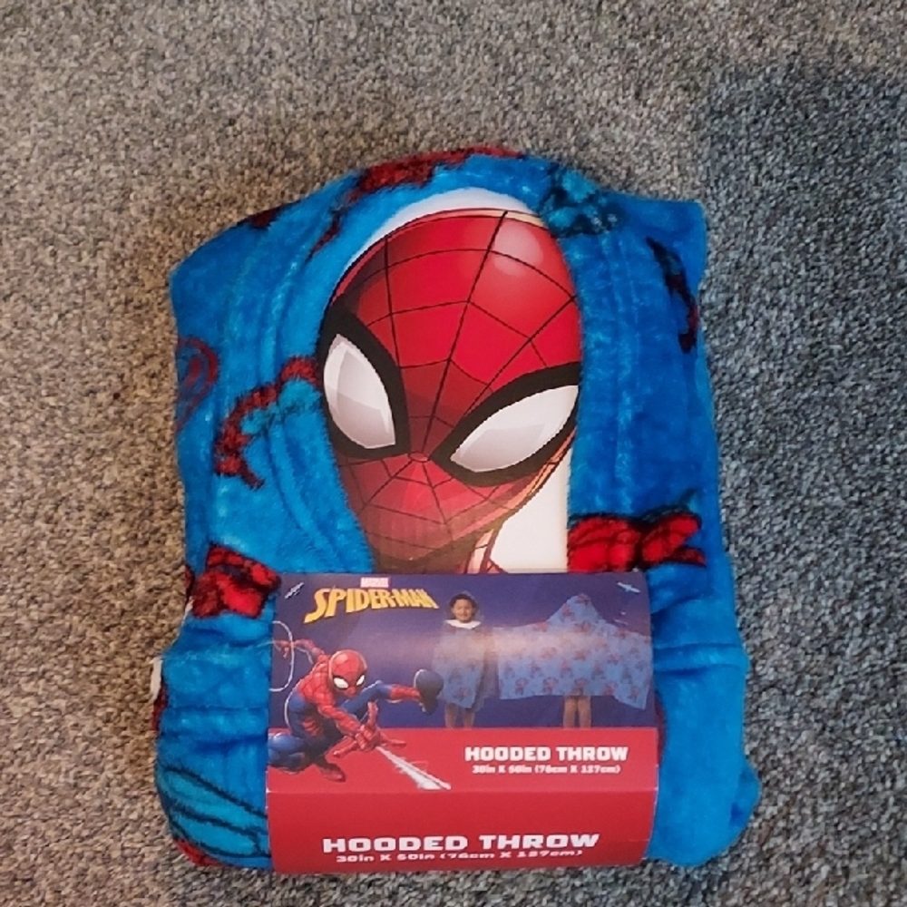 Spiderman Blue and Red Superhero Hooded Throw